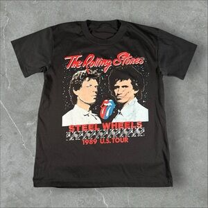 Vintage The Rolling‎ Stones Shirt Mens Medium Black 1989 Steels Wheels Band Tee